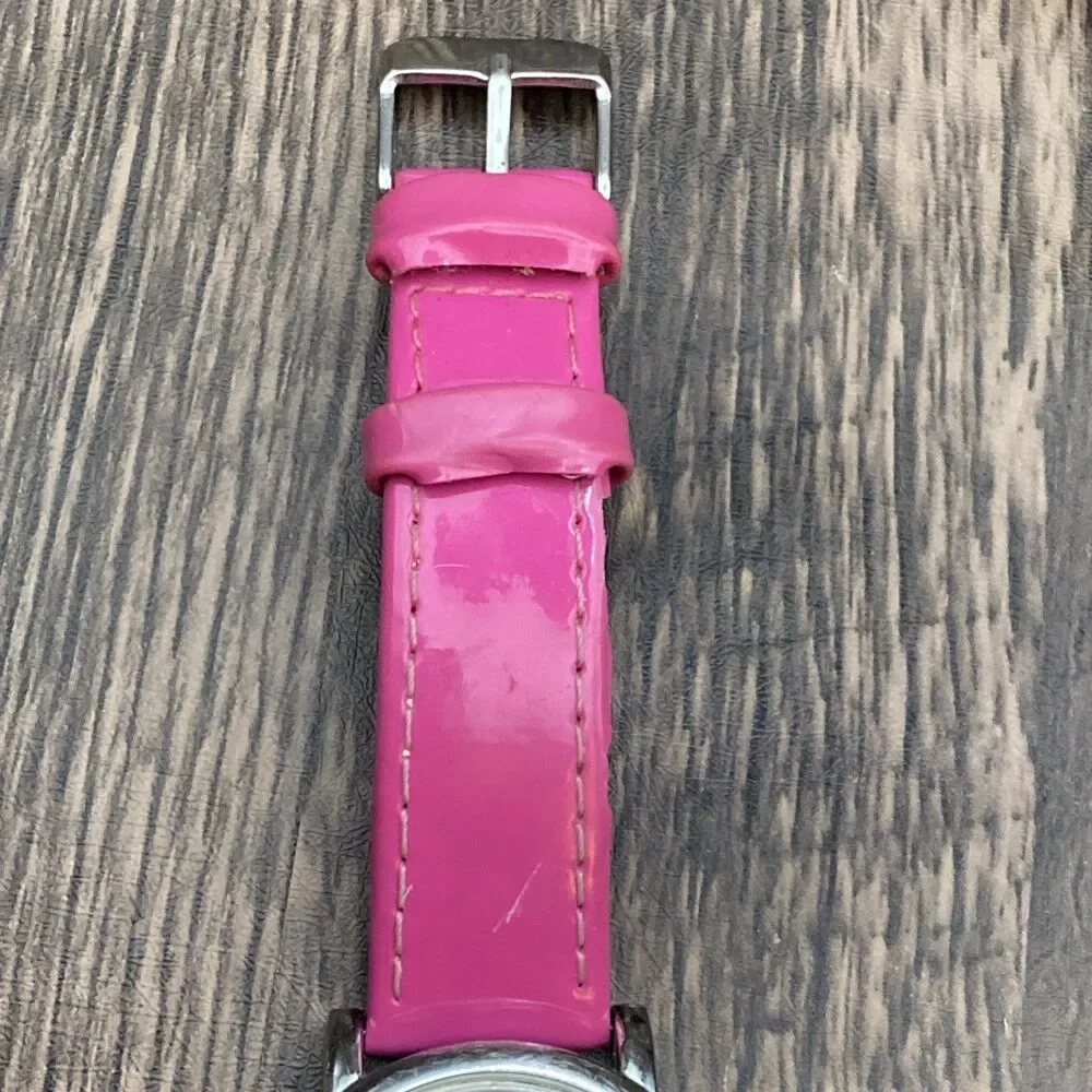 Women’s Anne Klein Watch 10/9991 Silver Tone With Pink Band Analog New Battery
